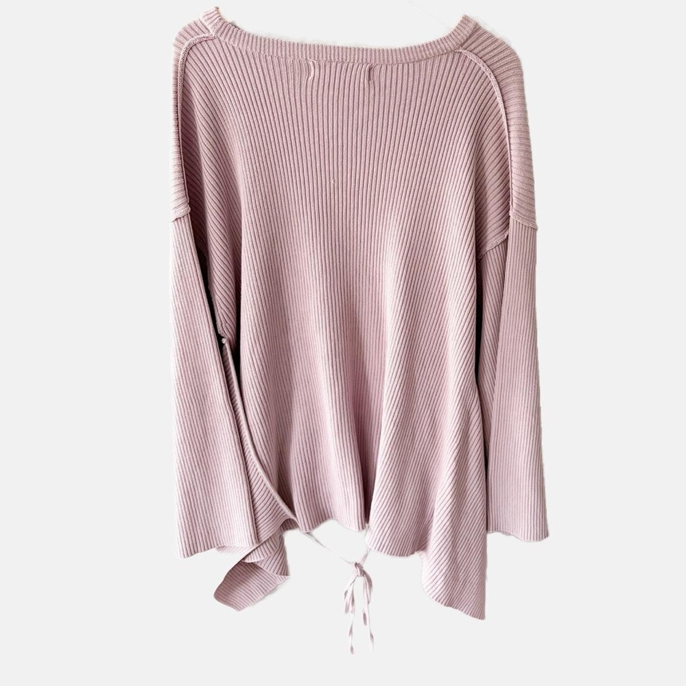 Free People Beach Brigg Ribbed Oversized Boho Mauve Sweater S - Picture 3 of 6